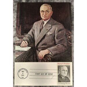 Harry S. Truman 1973 First Day Of Issue Stamp & Portrait Card By John Slavin